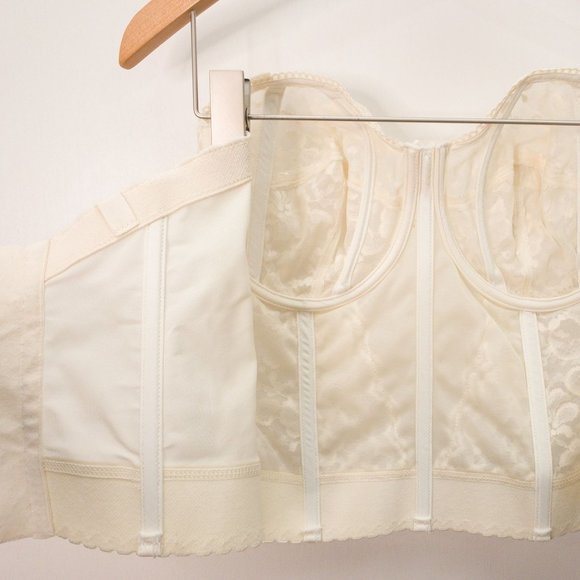 Vintage Goddess Corset Bustier Bra Top Sheer Cream Lace 36 DD - Picture 11 of 15